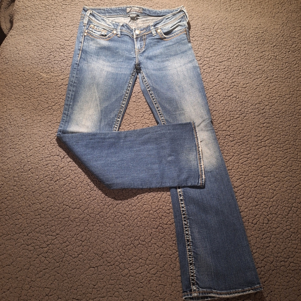 Silver Pioneer Boot Cut Jeans Womens 28 x 31 Blue Low Rise Med Wash